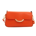 Bolso de mano cuadrado minimalista en rojo anaranjado con cierre metálico dorado - Naranja