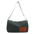 Donkergroene canvas crossbodytas met een kleurrijke geometrische geweven brede band - Groen