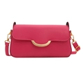Minimalist fuchsia crossbody bag with golden crescent buckle and adjustable strap - Rose Pink