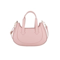 Minimalistische hellrosa Halbmond-Tasche aus glattem Kunstleder mit goldenen Metallteilen - Rosa