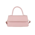 Chic pink rectangular shoulder bag in smooth PU leather with fixed top handle - Pink