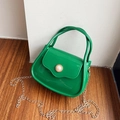 Mini green jelly handbag with large pearl buckle and gold chain strap in glossy PVC - Green