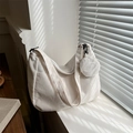 White corduroy tote bag with mini coin purse shown on windowsill in natural light - White with Pendant