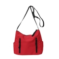 Bolso tote rojo de nailon con cremalleras negras verticales y correa ajustable - Rojo