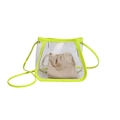 Transparente PVC-Einkaufstasche mit neongelbem Rand und Kordelzug-Innentasche - Gelb
