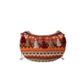 Borsa a mezzaluna etnica bohémien con nappe e catena dorata in trama arancione - Arancione Giallo Caldo (Stile 2)