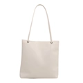 Bolso tote minimalista de cuero blanco crema con correas largas para uso diario - Blanco