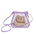 Transparente PVC-Umhängetasche mit lila Lederbesatz und Canvas-Innentasche - Lila