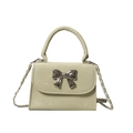 Mini borsa a mano verde menta con fiocco d'argento e tracolla in catena lucida - Verde