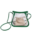 Transparent PVC crossbody beach bag with green faux leather trim and drawstring insert - Green