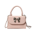 Mini borsa rosa con fiocco d'argento e tracolla a catena in metallo per donna - Rosa