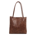 Bolso tote vintage marrón oscuro de gran capacidad con textura de cuero encerado - Vintage Oil Wax Style / Marrón