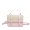 Borsa a tracolla intrecciata rosa e beige in pelle PU con manico superiore - Rosa