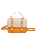 Borsa a tracolla in paglia arancione alla moda con manico e chiusura dorata da donna - Arancione