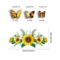 Detailed dimensions of 3D sunflower and butterfly wall decals in various sizes - Sunflower Colorful Butterfly Style (ZSZ1323)
