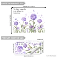 Purple hydrangea wall sticker set with butterflies and quote, 140x100cm layout size - Purple Hydrangea Butterfly Quote (M17591) / 30*60cm*4pcs