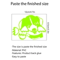 Luminous green dog-shaped PVC sticker with detailed dimensions 12cm by 8.5cm for wall and switch - Dog Shape (G014)