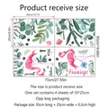 Tableau des tailles pour set de 4 stickers muraux flamants et plantes tropicales - 25*35cm*4pcs