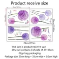 Detailed size guide for purple dandelion and butterfly wall stickers with PVC specifications - Purple Dandelion Butterfly Set (ZSZ1030-C)