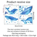 Adesivi murali balena blu e costellazioni, set di 4 fogli per decorare interni - 45cm*30cm *4 Pezzi/Set