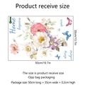 Vista dettagliata degli adesivi murali pivoine in PVC con farfalle e misure 50cm x 35cm - 35*50cm
