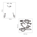 Detailed size schematic for funny cartoon face kitchen wall stickers in black lines - Smiling Face with Cutlery Style (33012A)