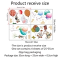 Detail of 4-sheet animal balloon wall sticker set showing 25x35cm dimensions and layout - Cartoon Animal Balloon Style