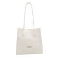 Bolso tote minimalista de cuero PU blanco con elegantes correas largas al hombro - Blanco