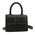 Bolso de mano minimalista de cuero PU negro acolchado con correa de hombro ajustable - Negro