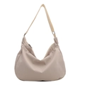 Minimalist beige nylon crescent hobo bag with adjustable wide strap for daily wear - Off White