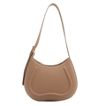 Retro light brown saddle bag with U-shaped embossed lines and gold hardware - Khaki