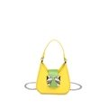 Chic yellow and green crossbody bag with a metallic silver bow accent and chain strap - Yellow Small