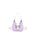 Mini lavender and white crossbody bag with silver bow accent and metal chain strap - Lilac Small