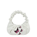 Weiße Hobo-Handtasche mit trendigen rosa Schmetterlingsdrucken und gerafftem Griff - Weiß