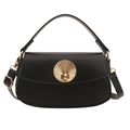 Classic black underarm bag with a golden seashell clasp and adjustable shoulder strap - Black