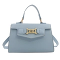 Piccola borsa quadrata celeste con catena dorata e manico superiore da donna - Blu