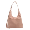 Roze matte PU-lederen hobo tas met twee voorzakken en verstelbare schouderriem - Roze