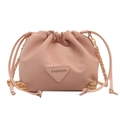 Borsa a secchiello rosa con coulisse in ecopelle, catena dorata e angoli in metallo - Senza ciondolo / Rosa