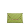 Summer green envelope clutch bag with straw texture and golden metallic magnetic clasp - Green