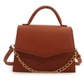 Bruine crossbodytas van imitatieleer met krokodillenprint en gouden ketting detail - Bruin