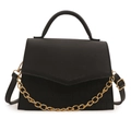 Zwarte crossbodytas met gouden ketting en krokodillentextuur voor dames mode - Zwart