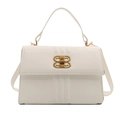 Elegante borsa a mano in pelle bianca con fibbia dorata e tracolla versatile inclusa - Bianco