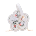 White flower crossbody bag with traditional Chinese crane and pine embroidery detail - White