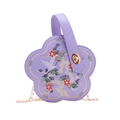 Purple flower-shaped crossbody bag with traditional Chinese embroidery and gold chain strap - Purple