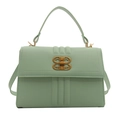 Elegante borsa a tracolla verde menta con fibbia dorata vintage e trama goffrata verticale - Verde