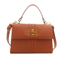 Sac à main marron en similicuir texturé avec boucle dorée et bandoulière amovible - Marron