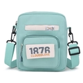 Bolso bandolera cuadrado verde menta de estilo japonés con correa ajustable y bordado 1876 - Verde