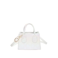 Mini borsa a tracolla olografica bianca con motivo trapuntato e finiture dorate - Argento