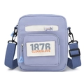 Bolso bandolera cuadrado lavanda de lona con etiqueta 1876 CLOUDSLOVE y tirador azul - Azul