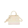 Elegante borsa a tracolla beige trapuntata con finitura iridescente e manico - Oro